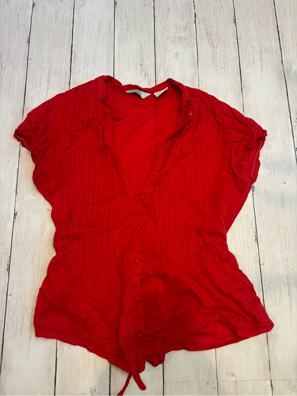 Quizz Bright Red Button-Down Short Sleeve Shirt